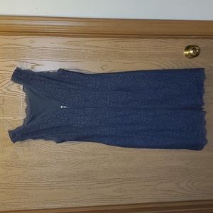 Blue v back zipper dress